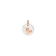Ciondolo Zodiaco Capricorno DoDo in argento 925 e oro rosa 9K, simbolo di ambizione e determinazione, con cordino nero incluso.